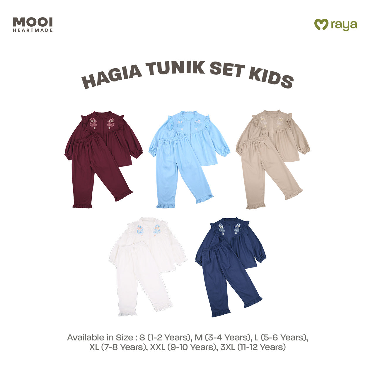 Mooi Setelan Anak Perempuan Raya Collection Hagia Tunik Set