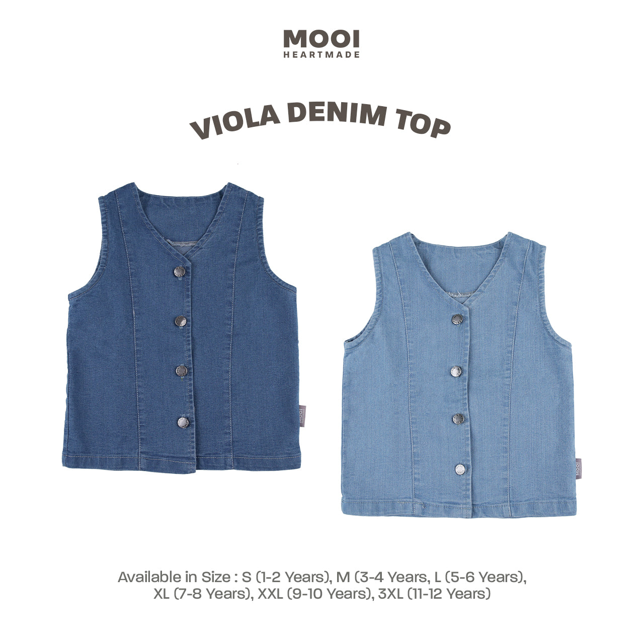 Mooi Atasan Anak Perempuan Viola Denim Top