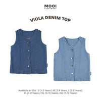 Mooi Atasan Anak Perempuan Viola Denim Top