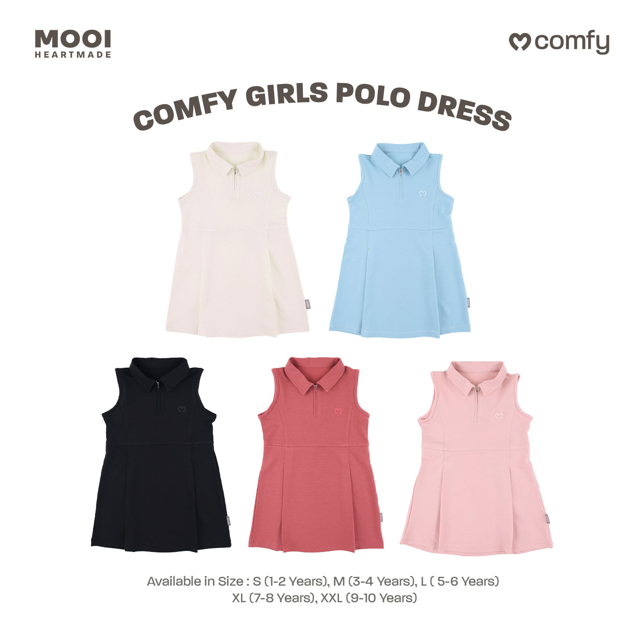 Mooi Dress Anak Perempuan Comfy Girls Polo Dress