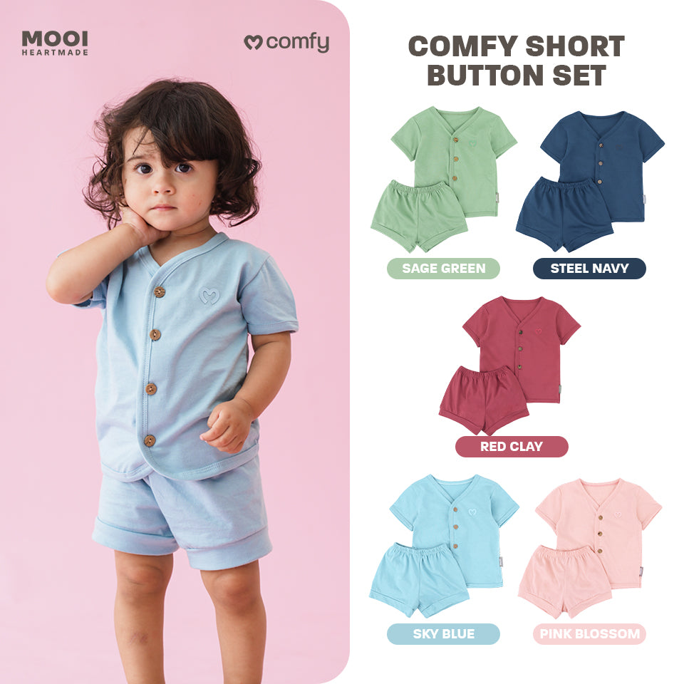 Mooi Setelan Pendek Bayi Comfy Baby Short Button Set