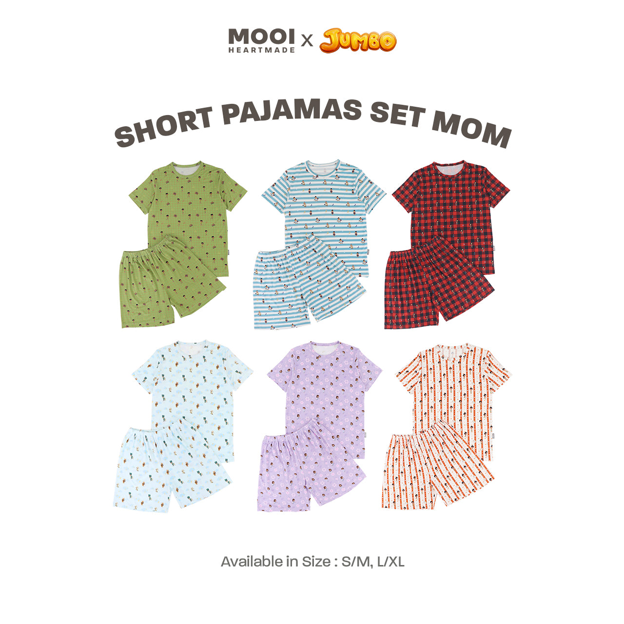 Mooi x Jumbo Piyama Dewasa Setelan Tencel Short Pajamas Adult