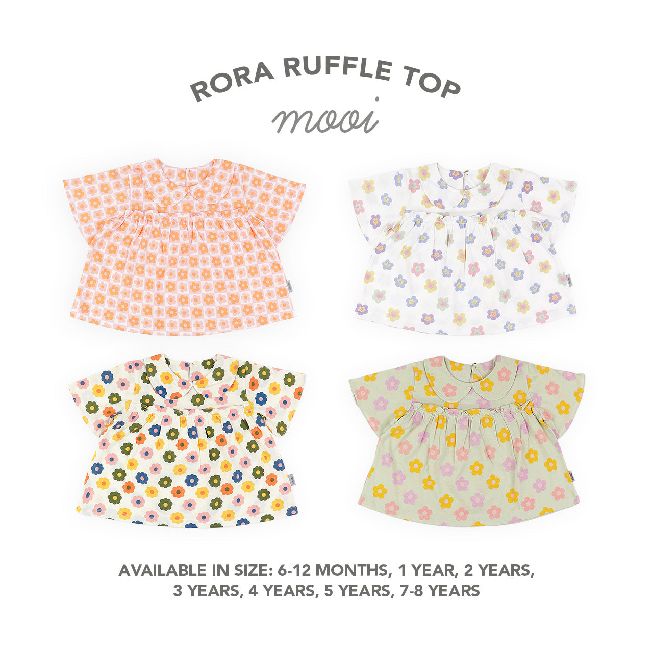 Mooi Atasan Anak Perempuan Rora Ruffle Top