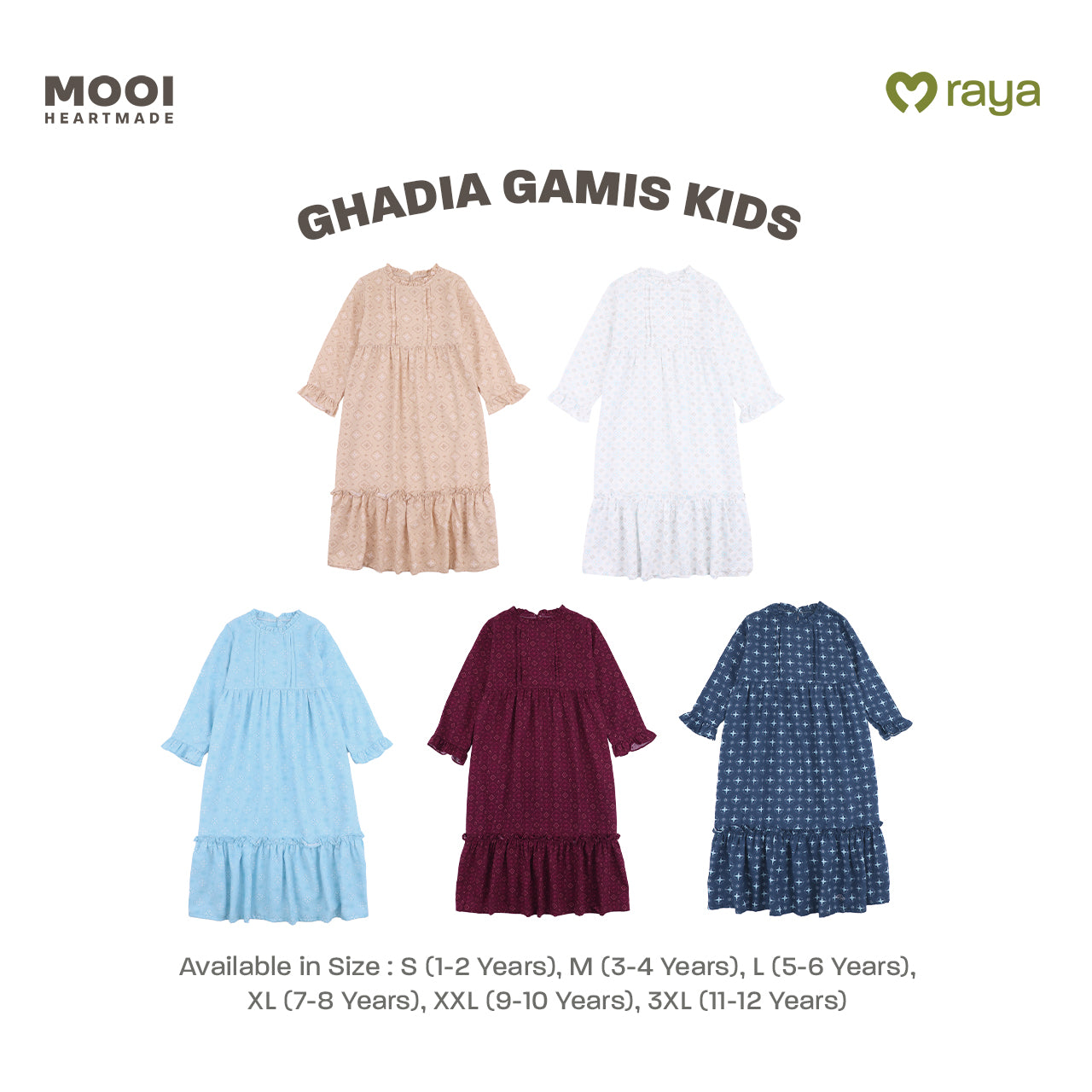 Mooi Dress Anak Gamis Anak Perempuan Raya Collection Ghadia Gamis Sandya Series