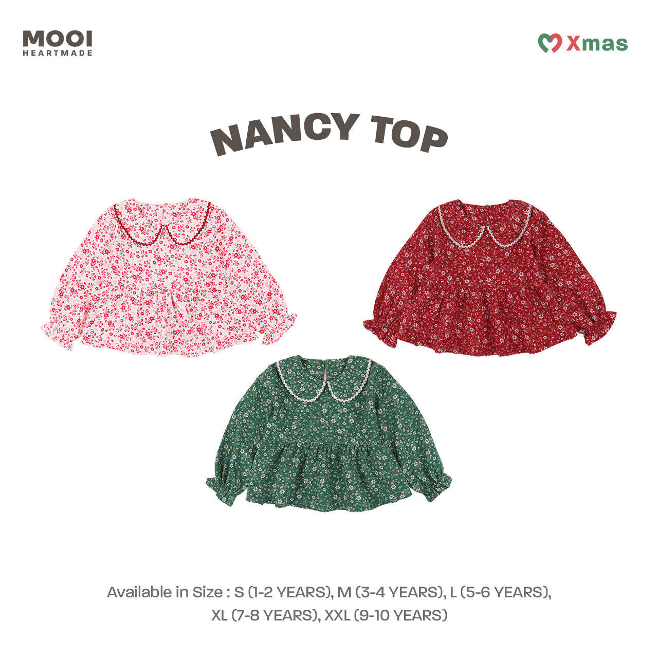 Mooi Atasan Anak Perempuan Christmas Collection Nancy Top