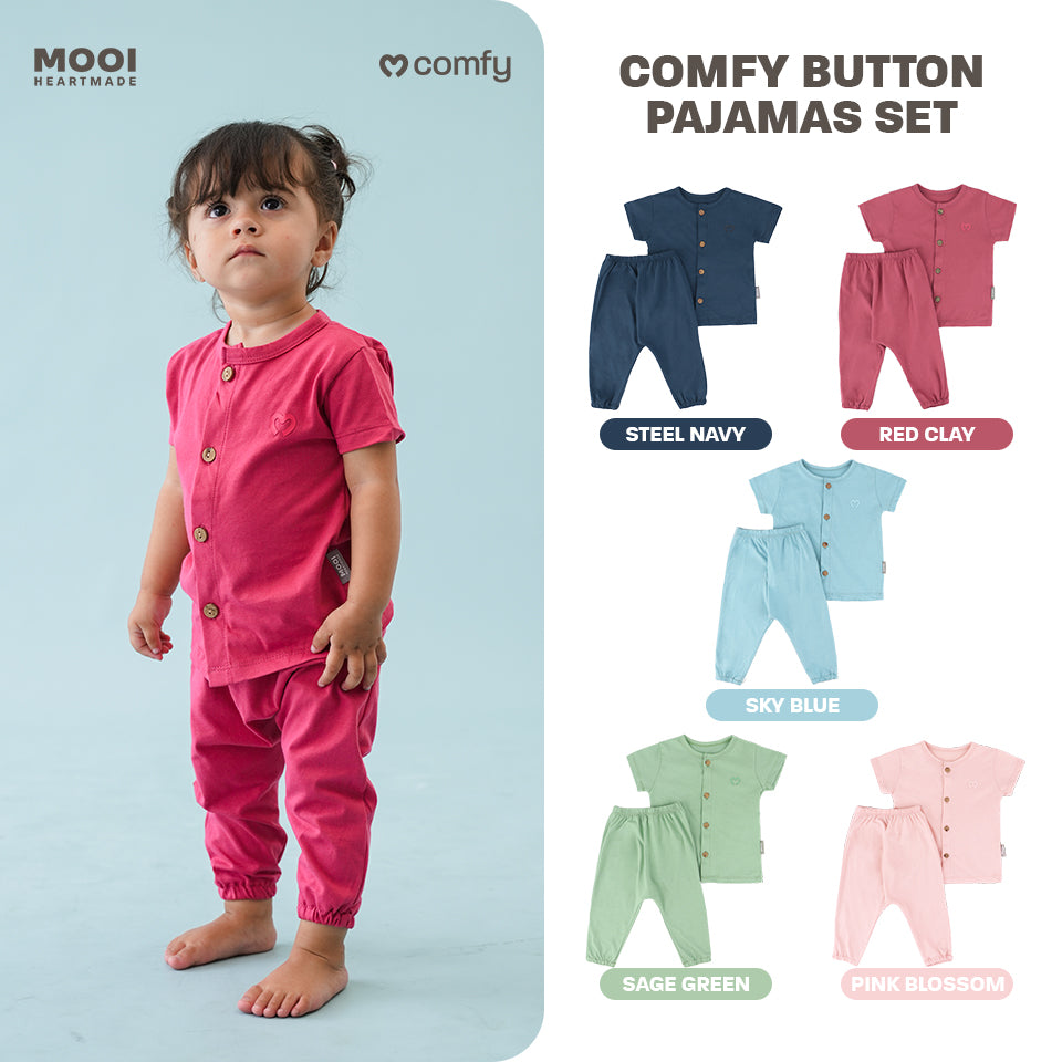 Mooi Setelan Piyama Bayi Comfy Baby Button Pajamas Set