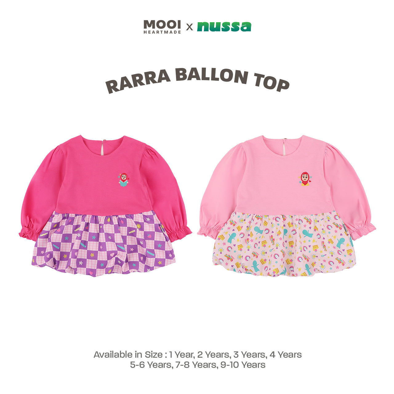 Mooi x Nussa Atasan Anak Perempuan Rarra Ballon Top