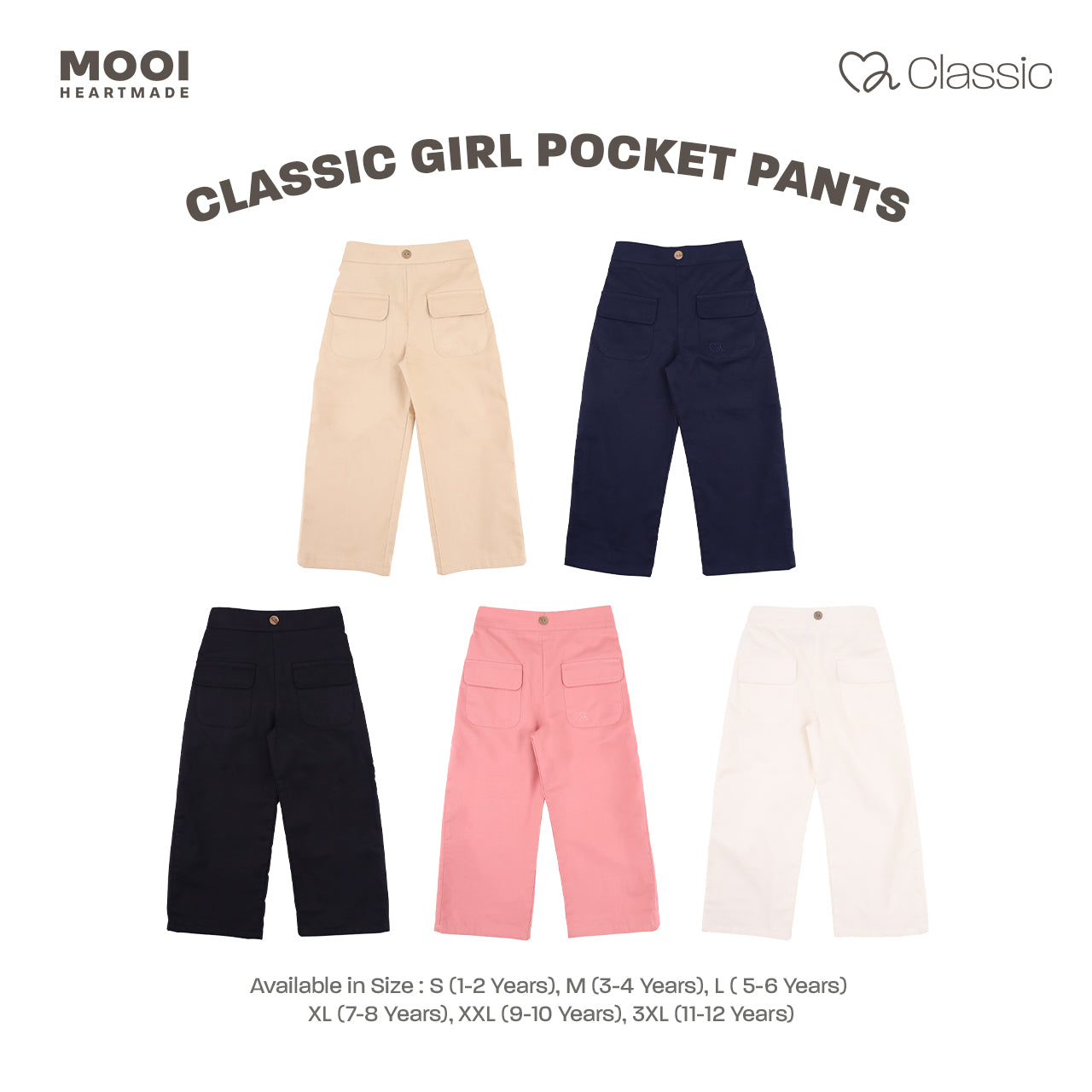Mooi Celana Panjang Anak Perempuan Classic Girl Pocket Pants