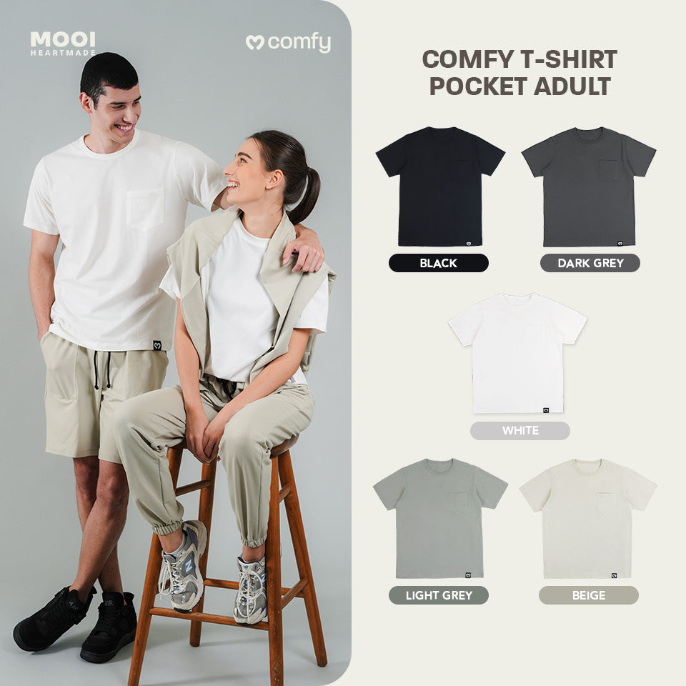 Mooi Kaos Dewasa Unisex Laki Laki Perempuan Kantong Comfy T-Shirt Pocket Adult Cowok Cewek