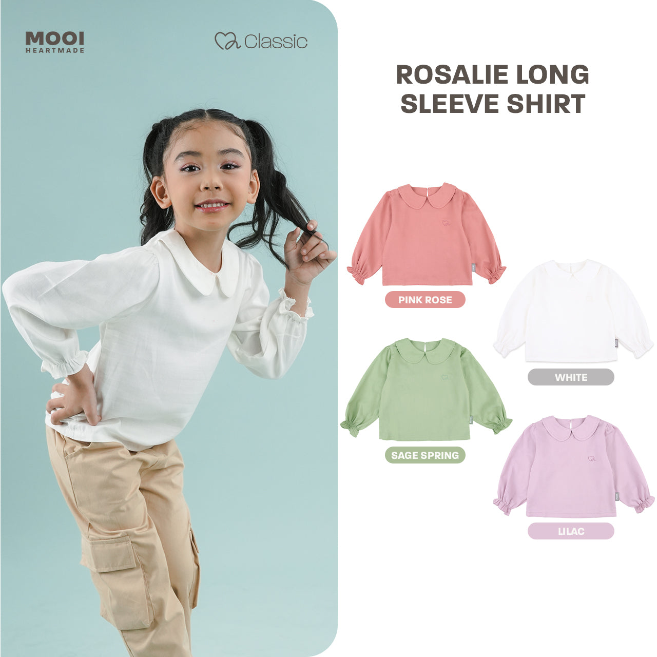 Mooi Atasan Anak Perempuan Rosalie Long Sleeve Shirt
