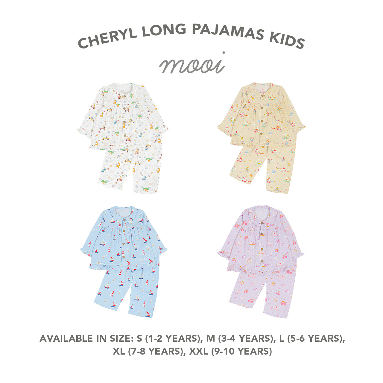 Mooi Piyama Panjang Anak Baju Tidur Cheryl Anak Long Pajamas Kids