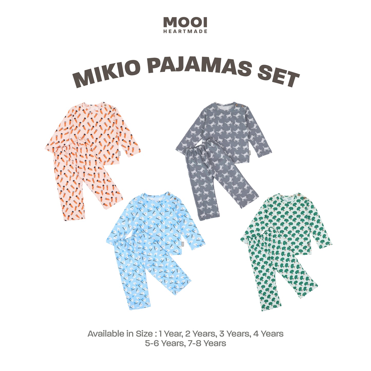 Mooi Setelan Piyama Anak Mikio Pajamas Set Print