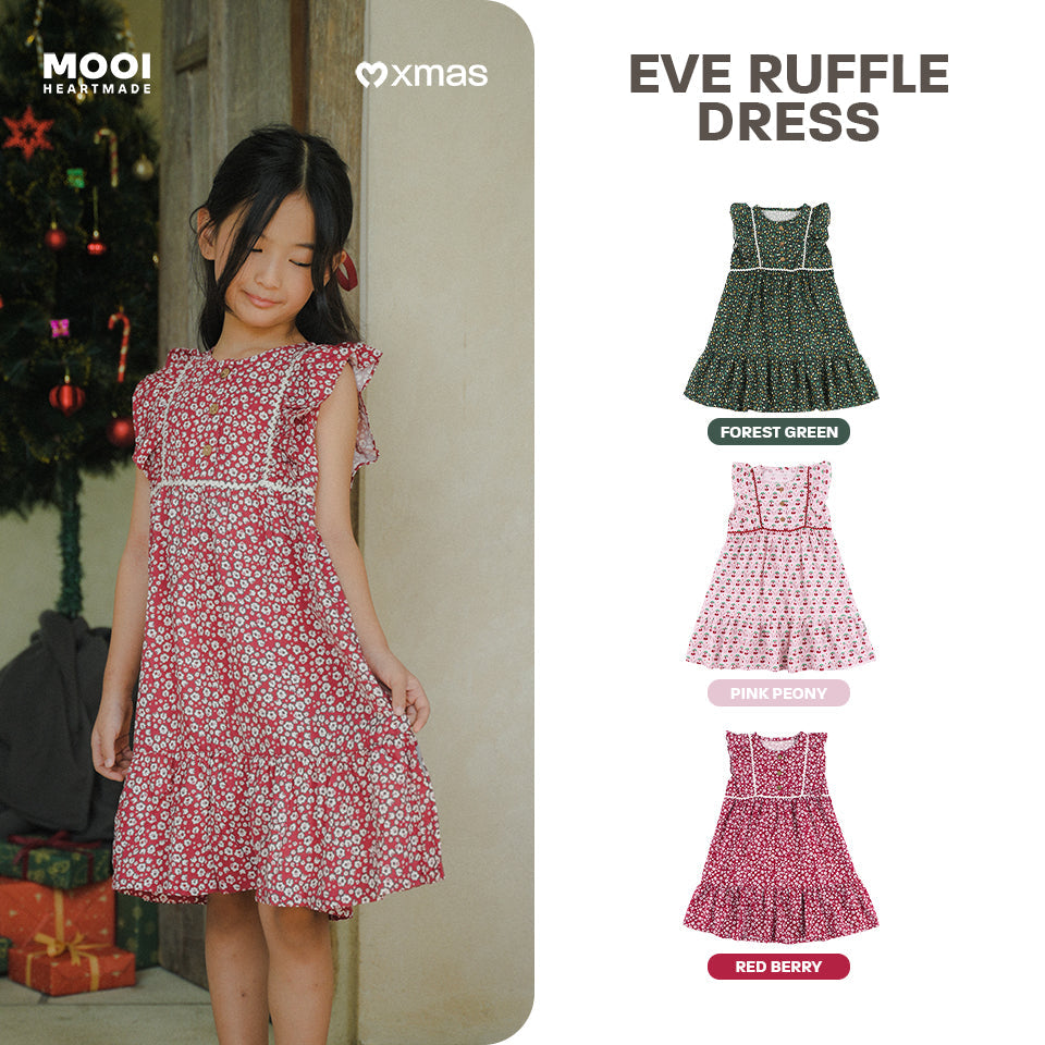 Mooi Dress Anak Perempuan Christmas Collection Eve Ruffle Dress