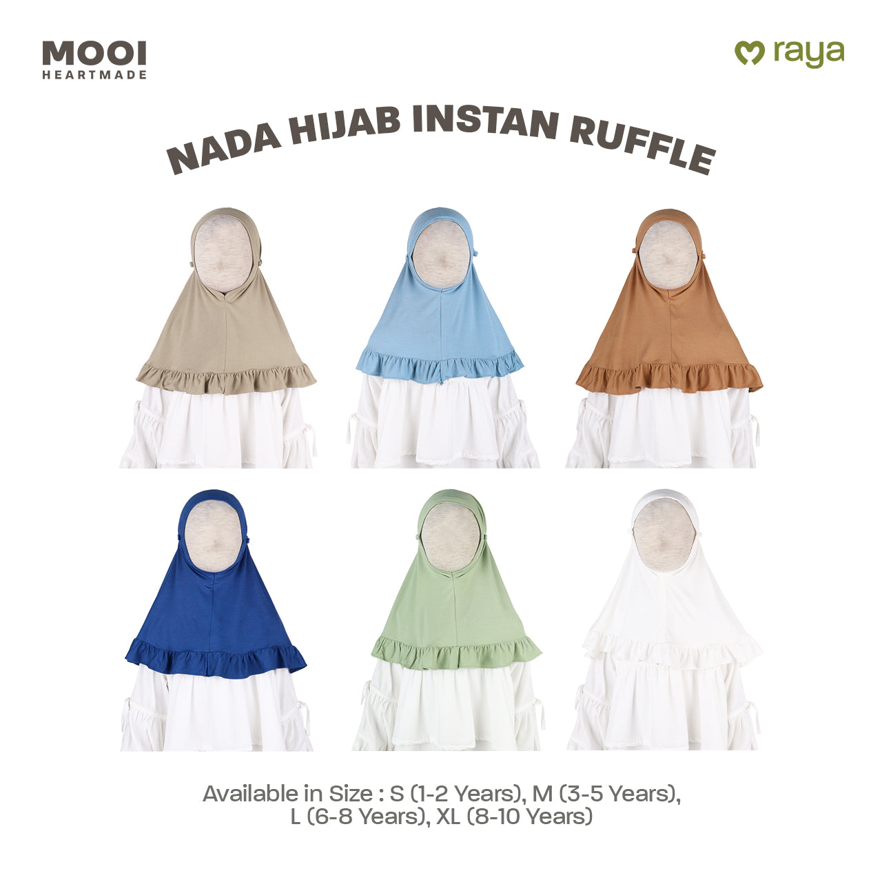 Mooi Hijab Ruffle Instant Anak Jilbab Anak Perempuan Nada Hijab