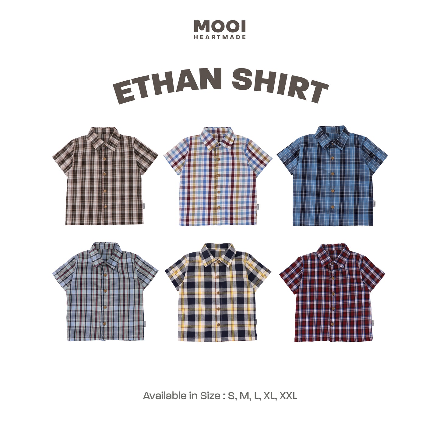 Mooi Kemeja Anak Laki-laki Kemeja Katun Motif Ethan Shirt