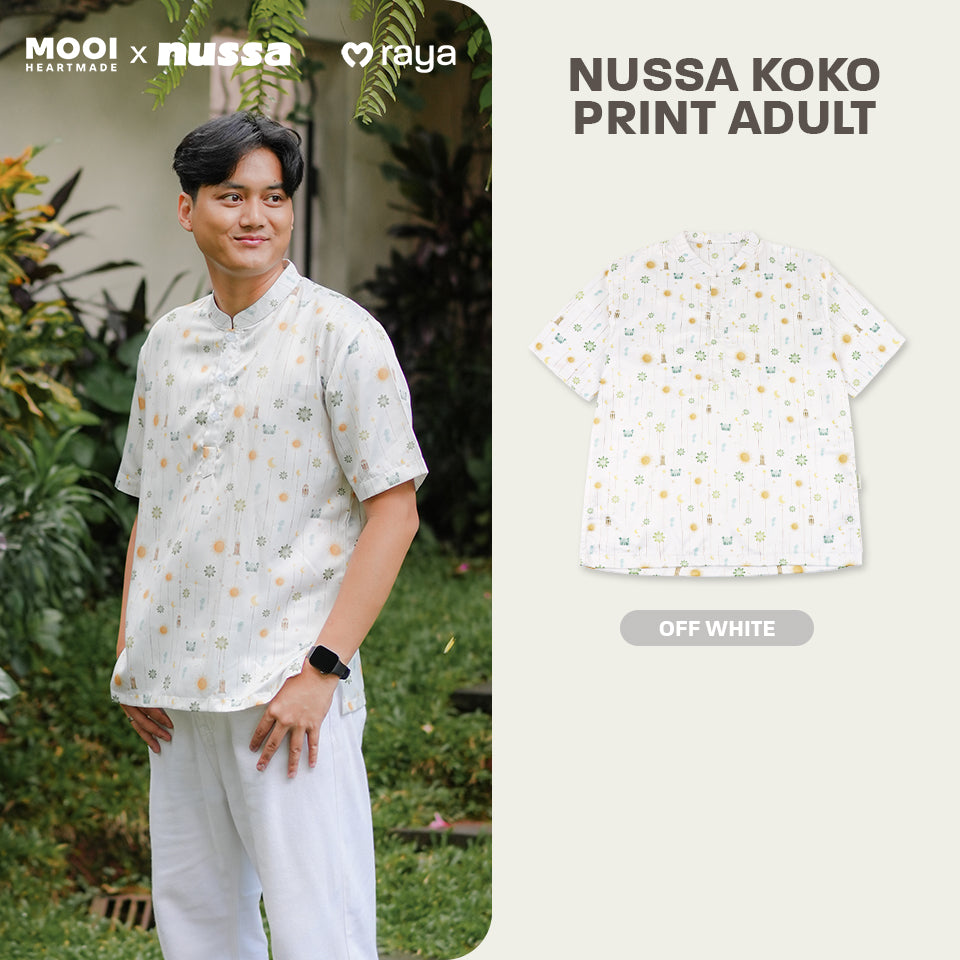 Mooi x Nussa Koko Print Adult Atasan Pria Kemeja Pria Raya Collection