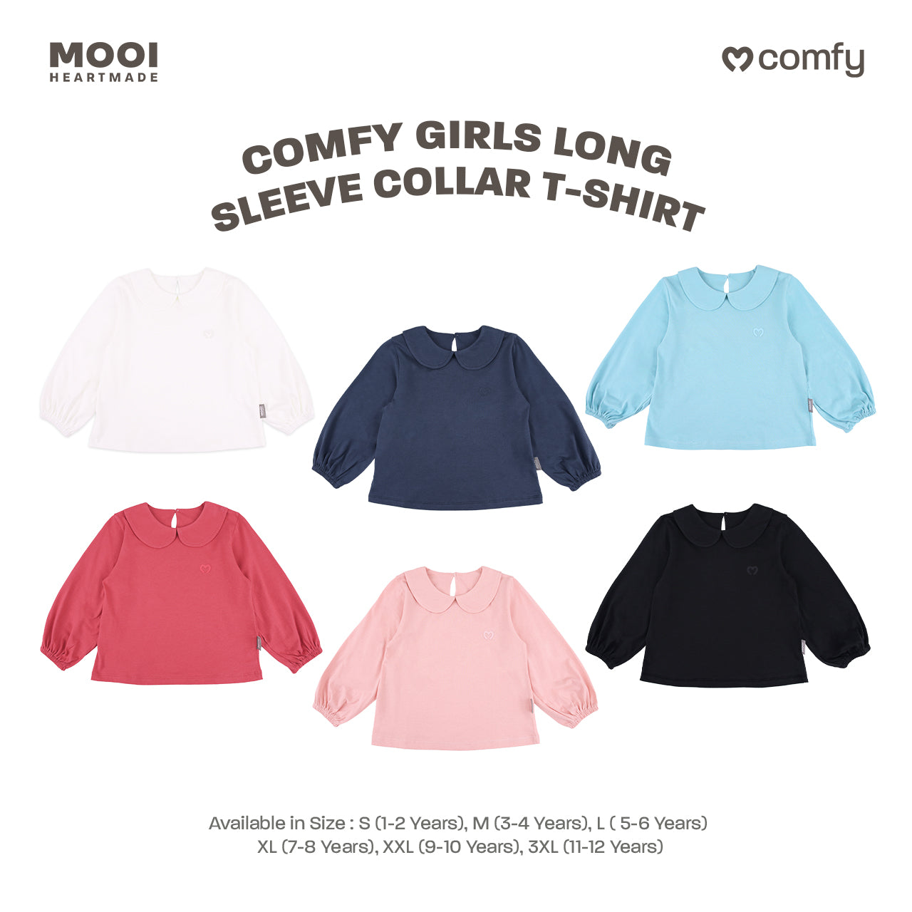 Mooi Atasan Anak Perempuan Comfy Girls Long Sleeve Collar