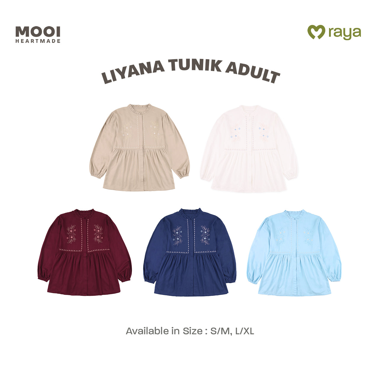 Mooi Tunik Wanita Atasan Wanita Raya Collection Liyana Tunik Adult Basic Series 2026