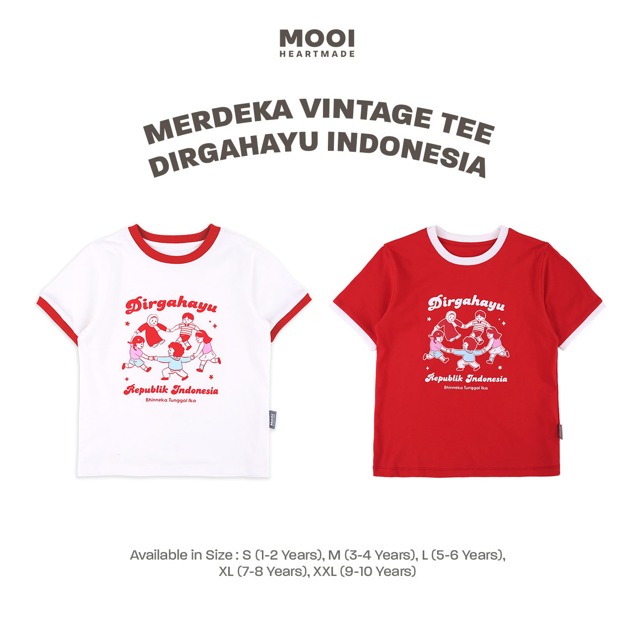 Mooi Merdeka Kaos Kemerdekaan 17 Agustus T-shirt Anak Merdeka Vintage Tee Dirgahayu Indonesia