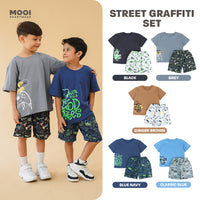 Mooi Setelan Anak Kaos Anak Tshirt Street Graffiti Set