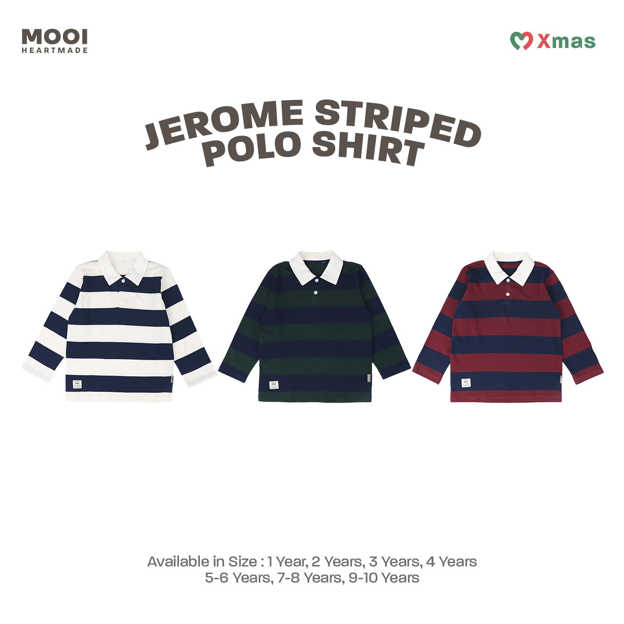 Mooi Kemeja Anak Laki-laki Christmas Collection Jerome Striped Polo Shirt
