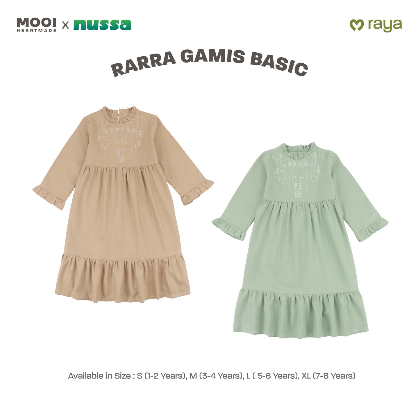 Mooi x Nussa Rarra Gamis Basic Anak Gamis Anak Perempuan Raya Collection