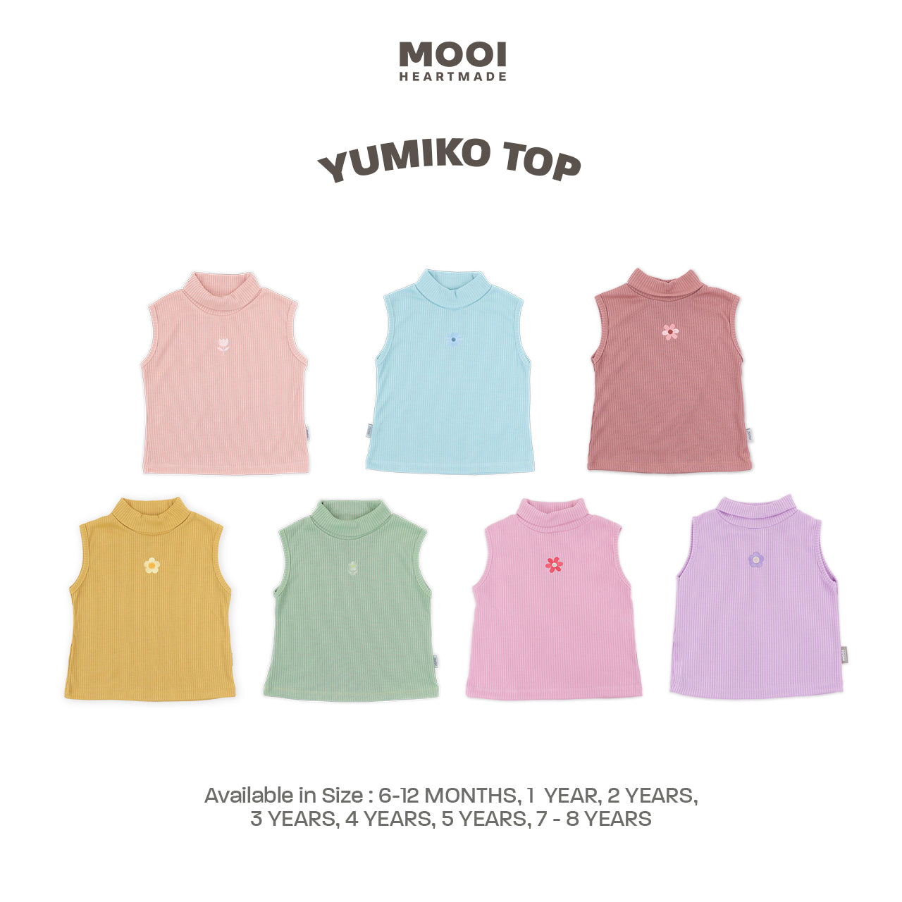 Mooi Atasan Anak Perempuan Yumiko Rib Top