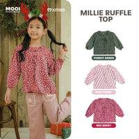 Mooi Atasan Anak Perempuan Christmas Collection Millie Ruffle Top