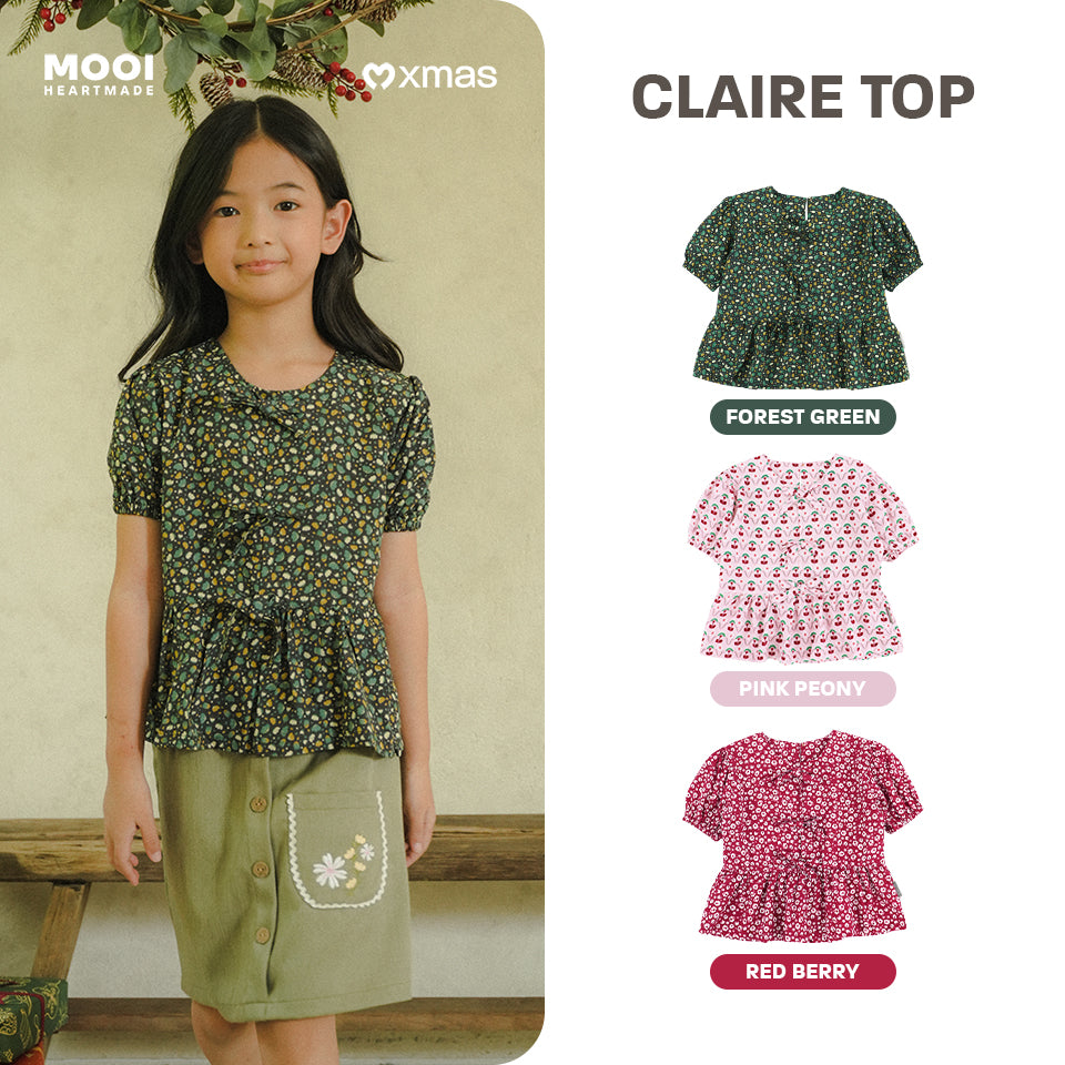 Mooi Atasan Anak Perempuan Christmas Collection Claire Top