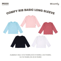 Mooi Atasan Lengan Panjang Anak Perempuan Comfy Rib Basic Long Sleeve Top