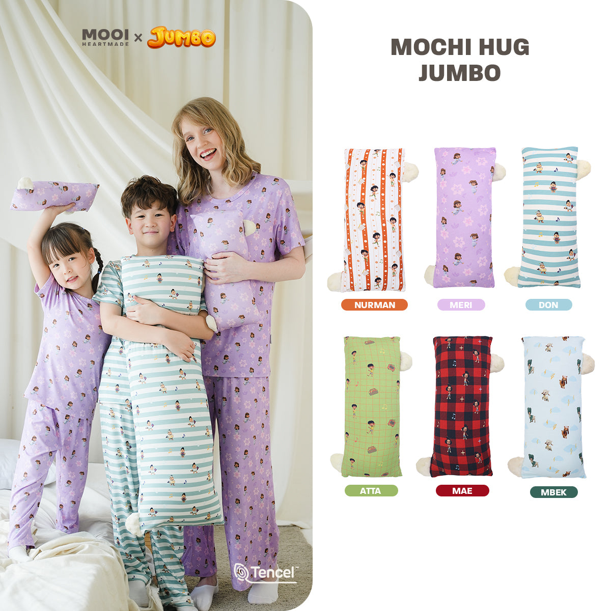 Mooi x Jumbo Mochi Hug Bantal Guling Anak Tencel
