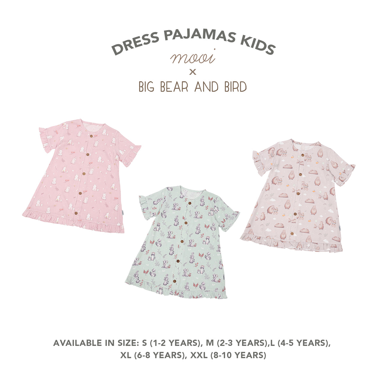 Mooi x Big Bear & Bird Piyama Anak Dress Pajamas Kids