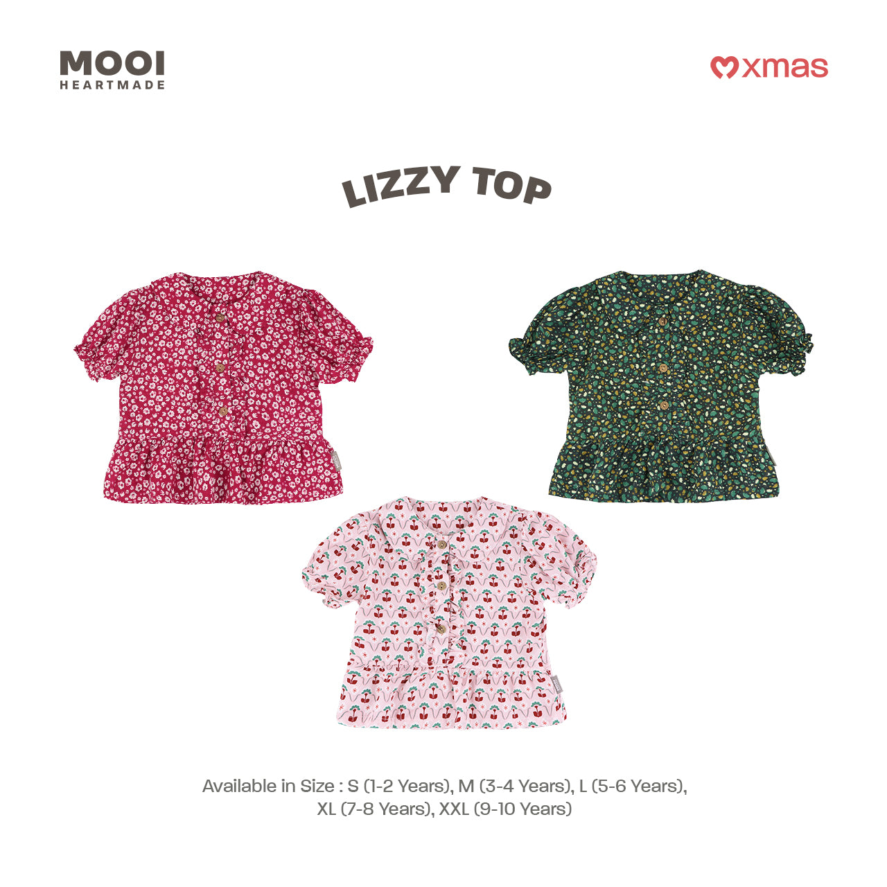 Mooi Atasan Anak Perempuan Christmas Collection Lizzy Top