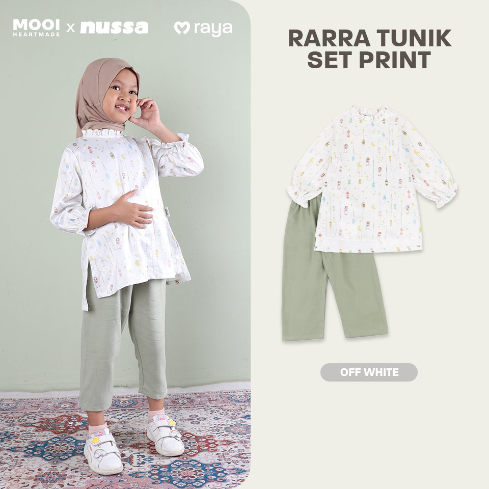 Mooi x Nussa Rarra Tunic Set Print Setelan Anak Perempuan Raya Collection