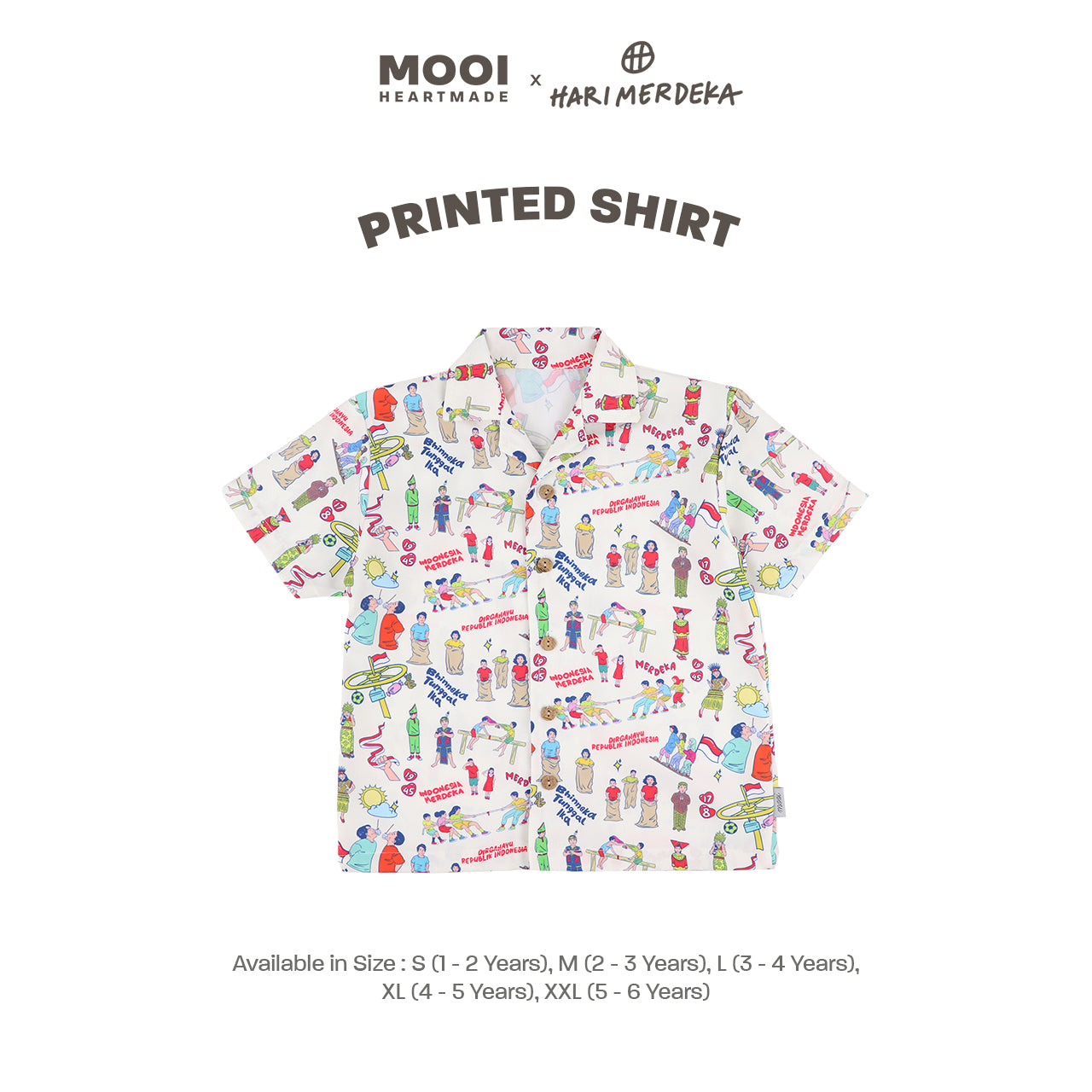 Mooi x Hari Merdeka Kaos Kemerdekaan Kemeja Anak Printed Shirt