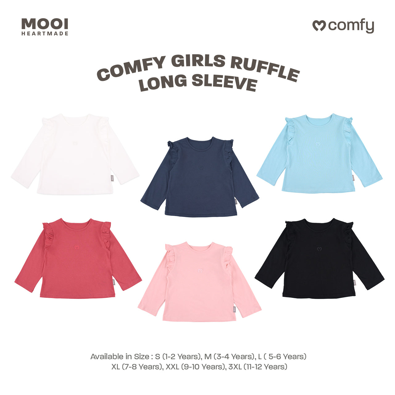Mooi Atasan Anak Perempuan Comfy Girls Ruffle Long Sleeve