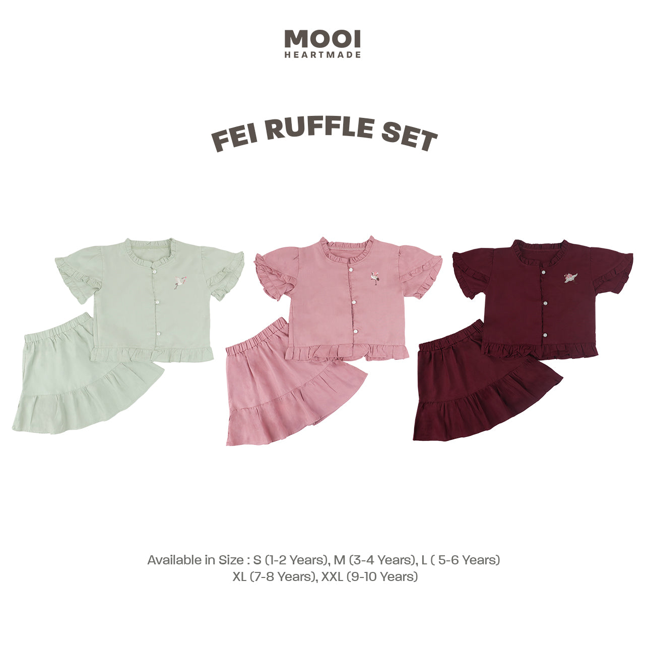 Mooi Setelan Anak Perempuan Fei Ruffle Set