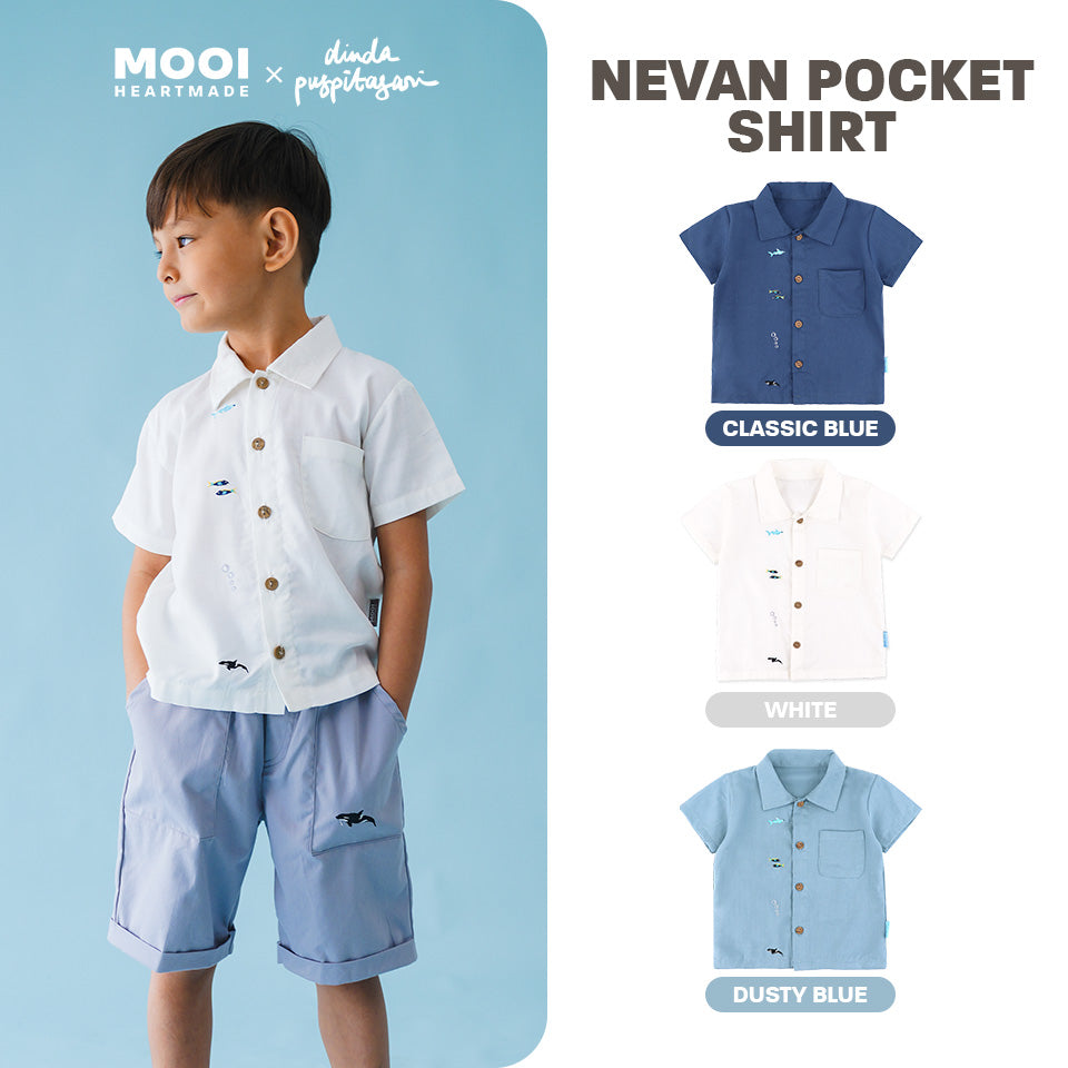 Mooi X Dinda Puspitasari Kemeja Anak Laki-laki Nevan Pocket Shirt