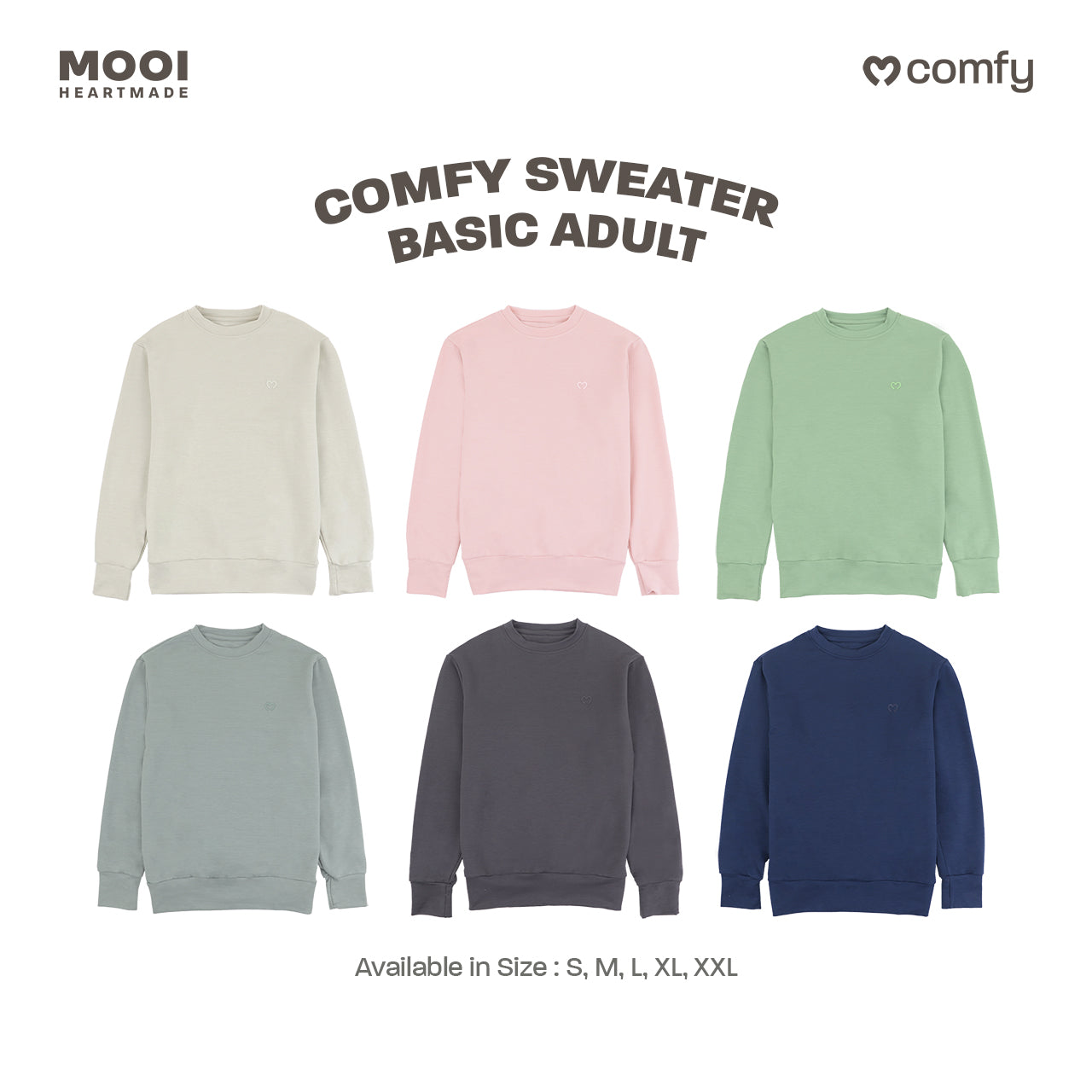 Mooi Sweater Dewasa Unisex Comfy Sweater Basic Adult