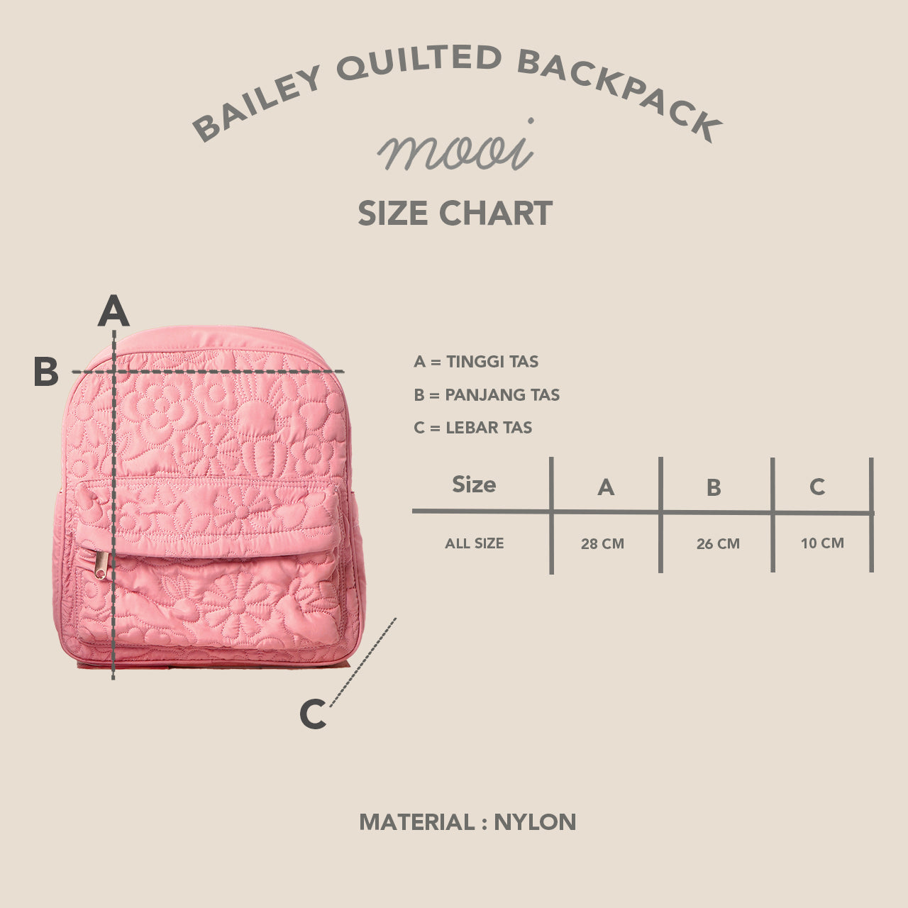 Mooi Tas Ransel Anak Bailey Quilted Backpack