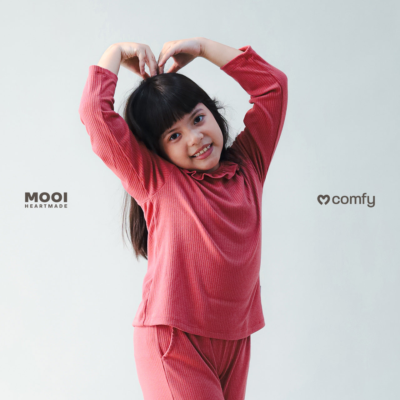 Mooi Atasan Lengan Panjang Anak Perempuan Comfy Rib Ruffle Long Sleeve Top