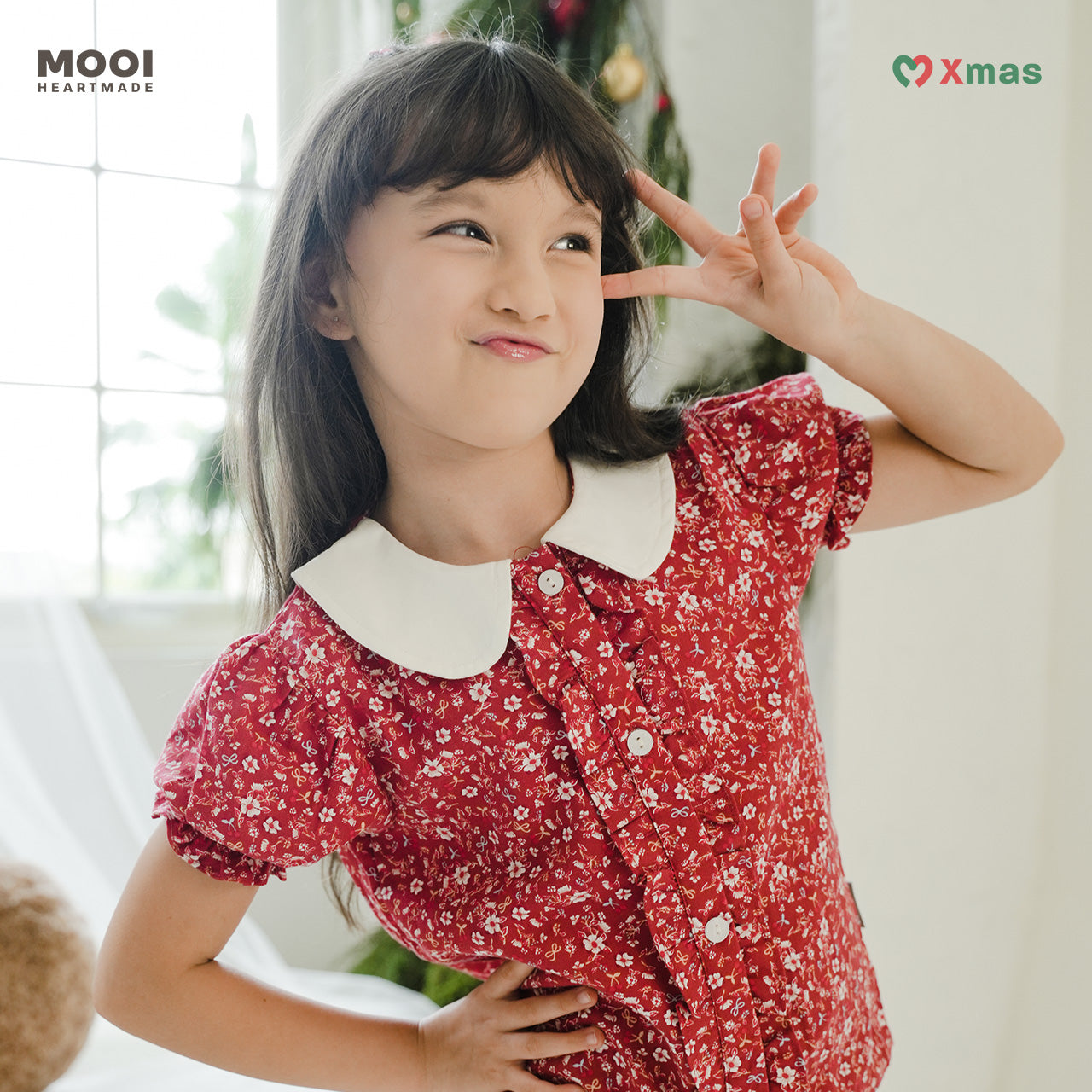 Mooi Atasan Anak Perempuan Christmas Collection Lenora Top