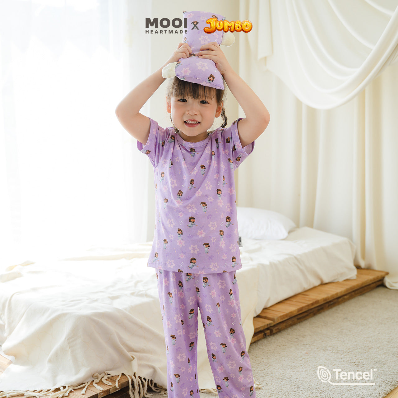 Mooi x Jumbo Setelan Anak Unisex Tencel Short Pajamas Kids