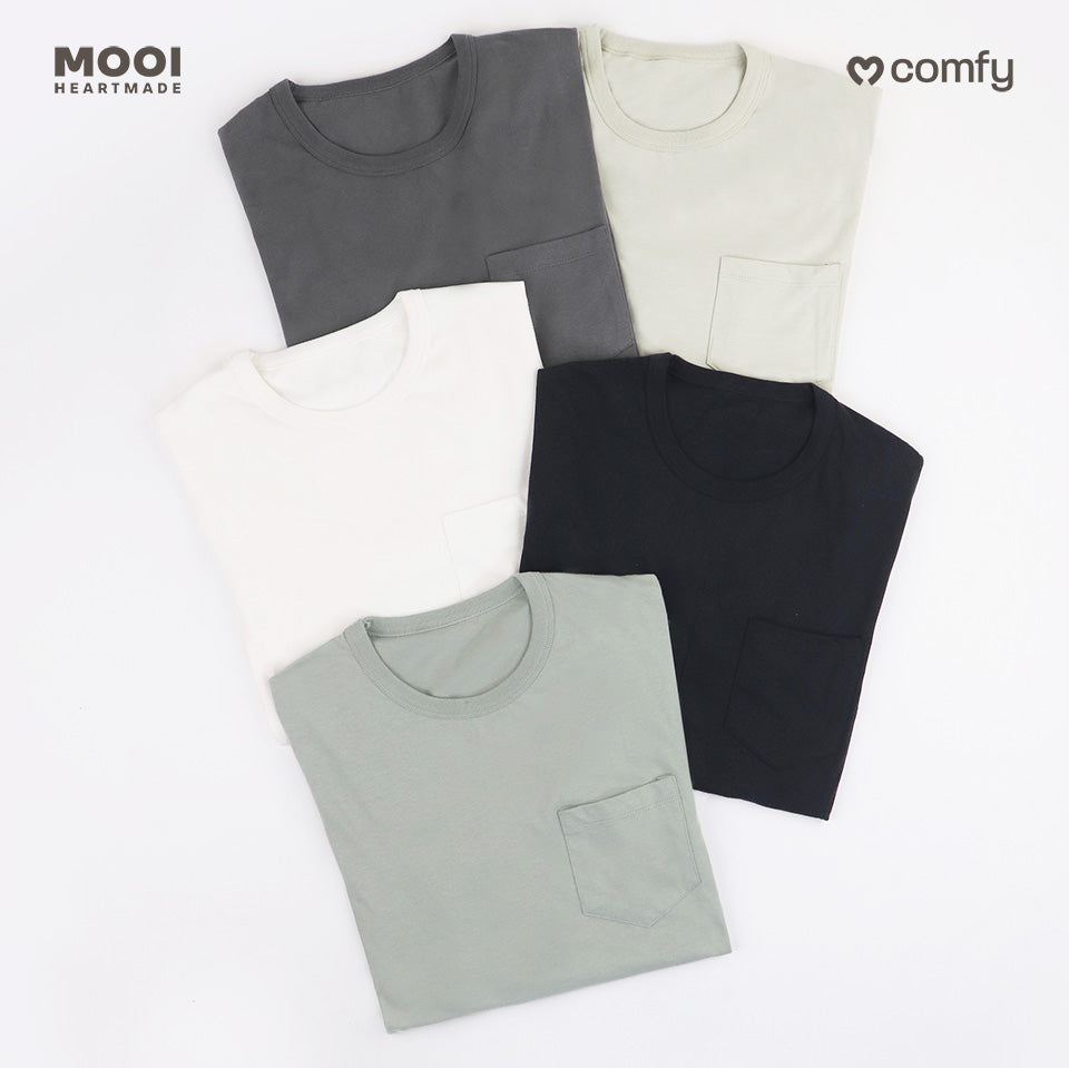 Mooi Kaos Dewasa Unisex Laki Laki Perempuan Kantong Comfy T-Shirt Pocket Adult Cowok Cewek