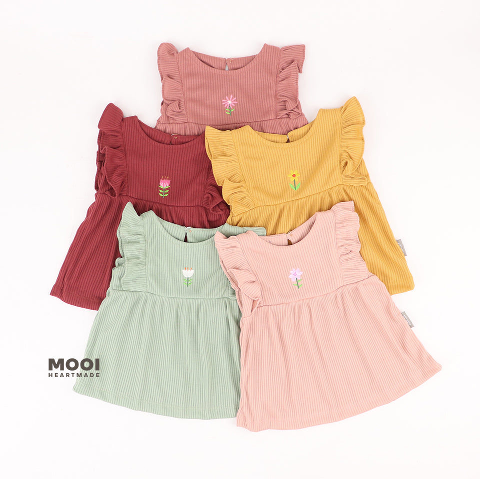 Mooi Setelan Anak Perempuan Rumi Rib Ruffle Set