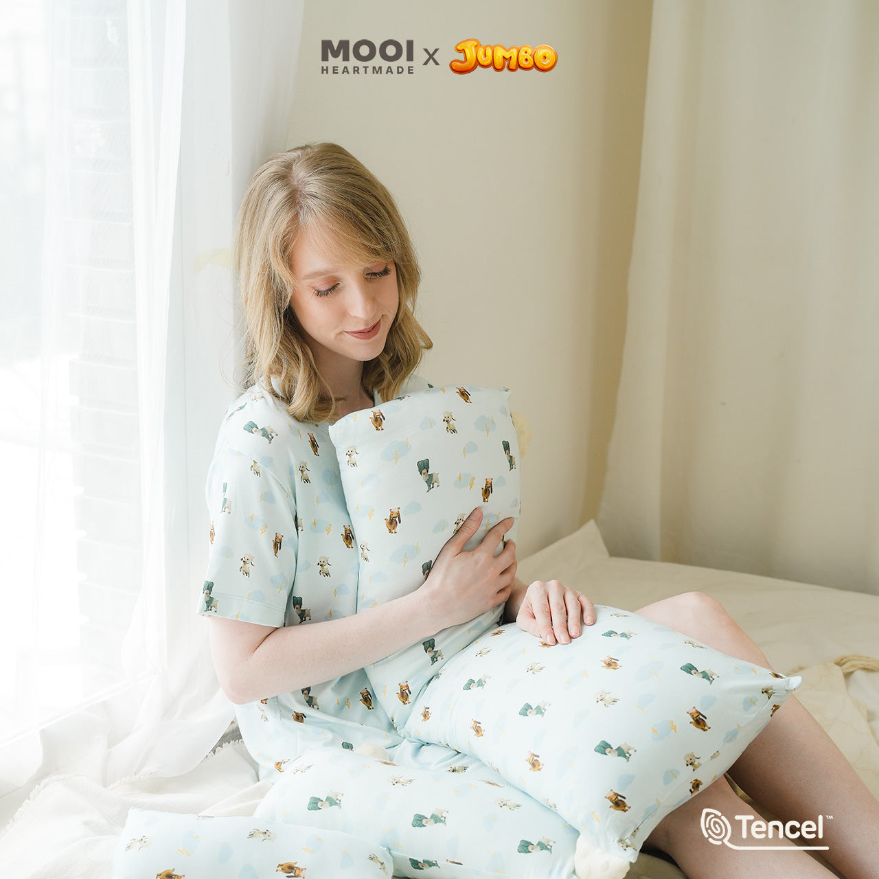 Mooi x Jumbo Piyama Dewasa Setelan Tencel Short Pajamas Adult