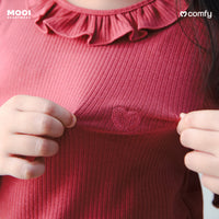 Mooi Atasan Lengan Panjang Anak Perempuan Comfy Rib Ruffle Long Sleeve Top