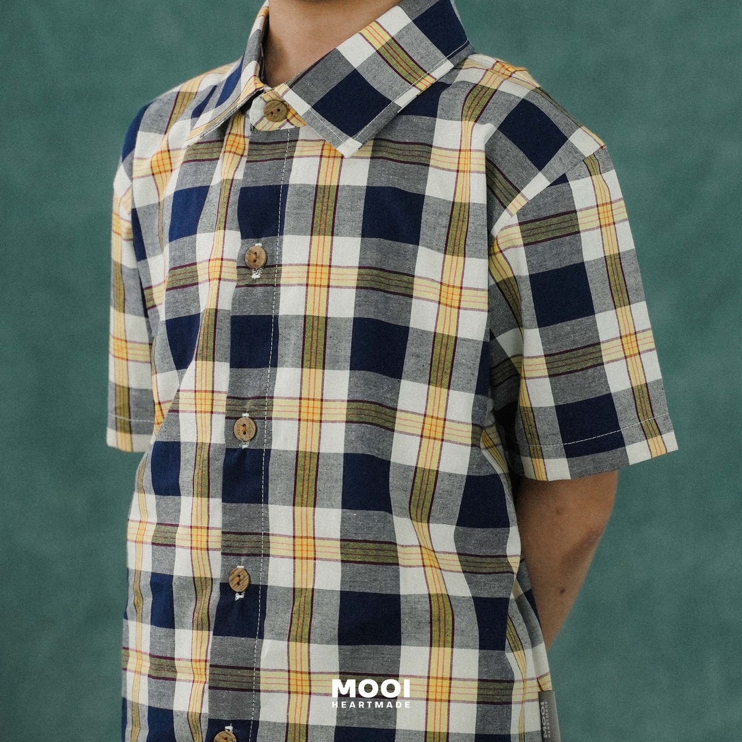 Mooi Kemeja Anak Laki-laki Kemeja Katun Motif Ethan Shirt