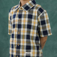 Mooi Kemeja Anak Laki-laki Kemeja Katun Motif Ethan Shirt