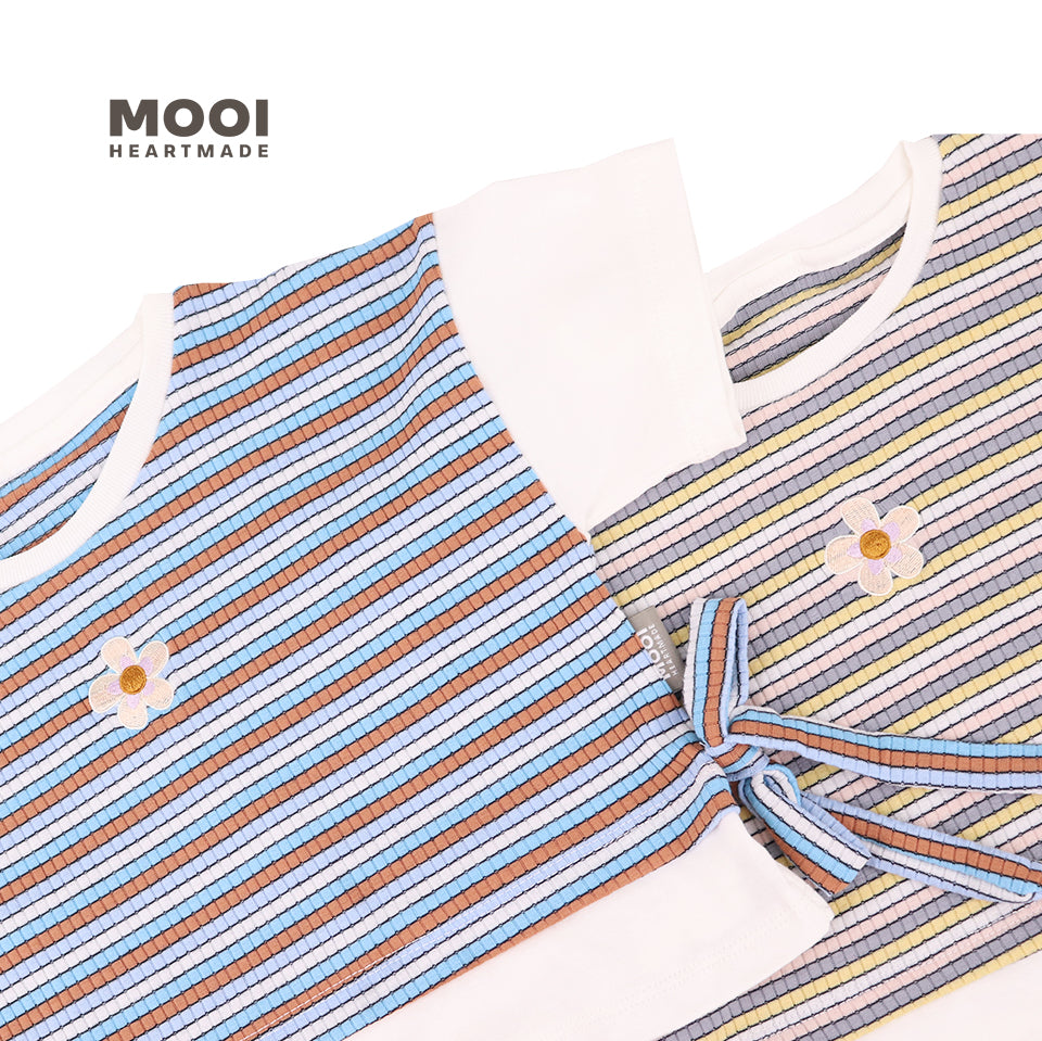 Mooi Atasan Anak Perempuan Chisa Rib Striped Tee